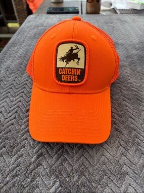 Catching Deers Orange Mesh Back Trucker Cap - Men's